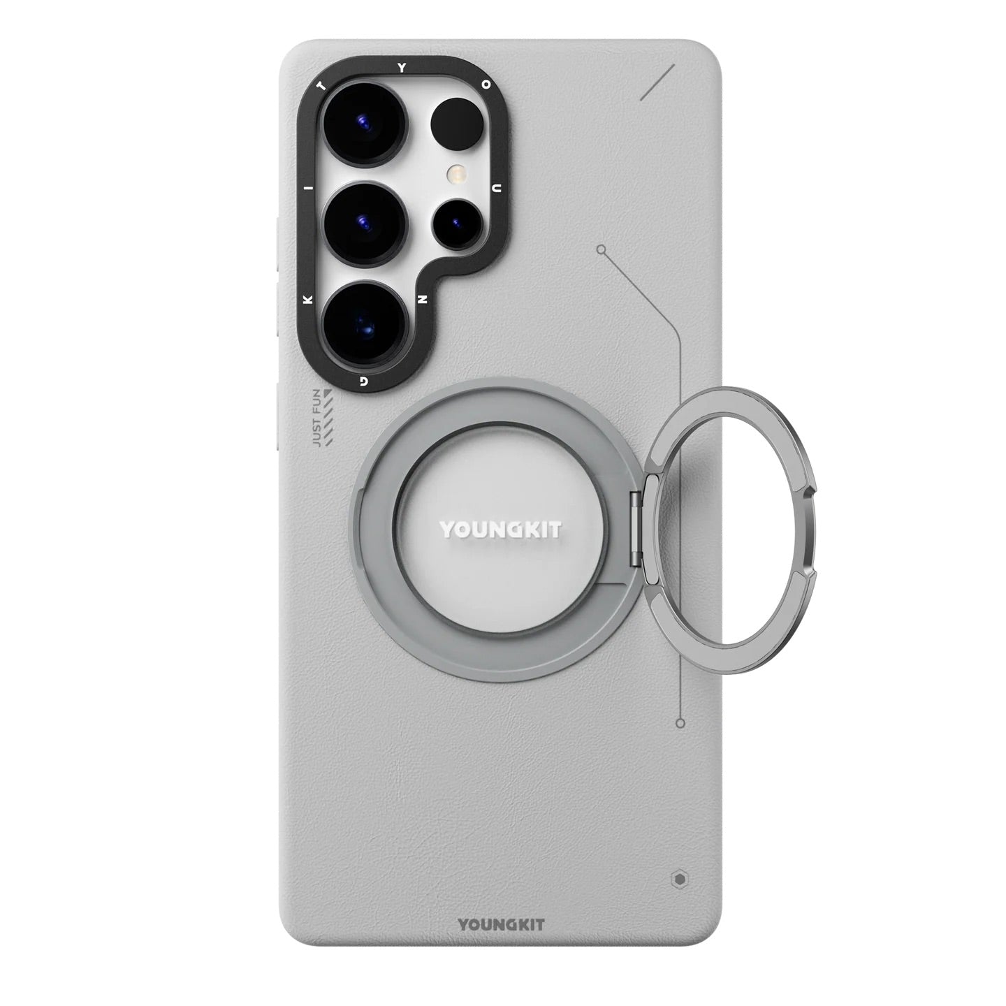 Youngkit Leather 360 Stand Grey - S26 Ultra (MagSafe Supported)