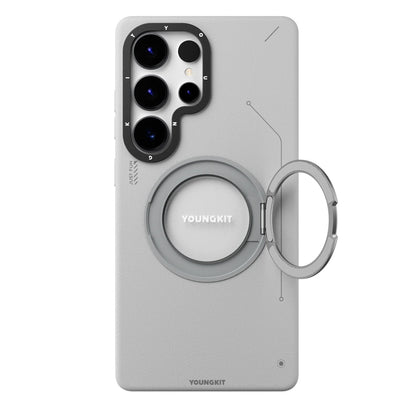 Youngkit Leather 360 Stand Grey - S26 Ultra (MagSafe Supported)