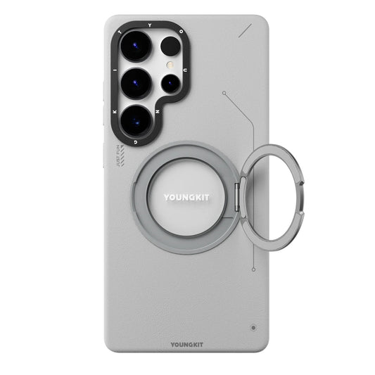 Youngkit Leather 360 Stand Grey - S26 Ultra (MagSafe Supported)