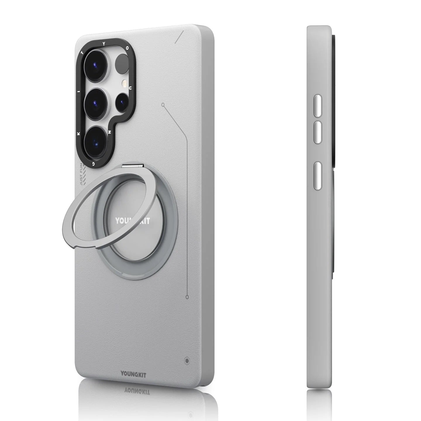 Youngkit Leather 360 Stand Grey - S26 Ultra (MagSafe Supported)