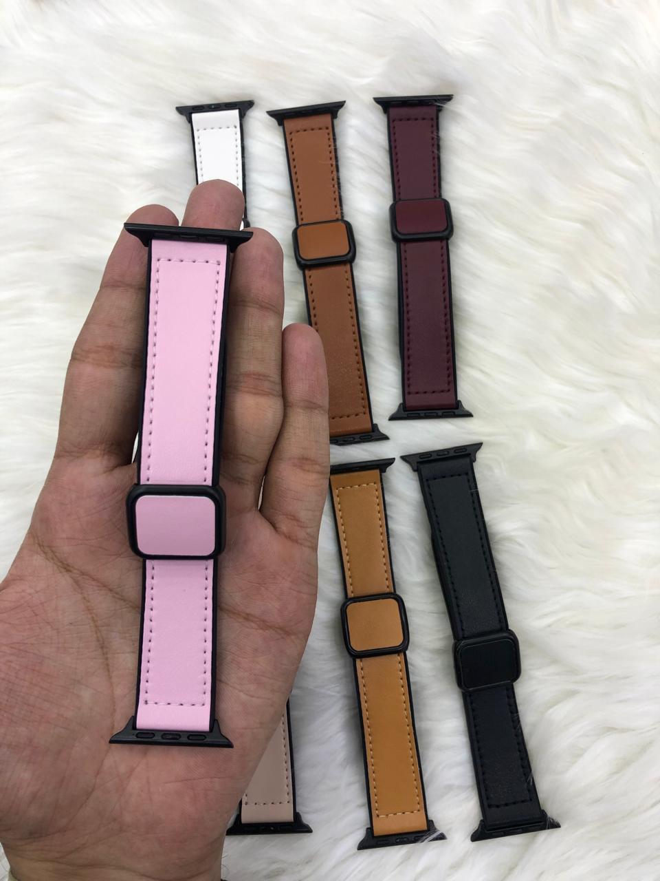 Leather Magnetic Lock Strap - 42mm To 49mm