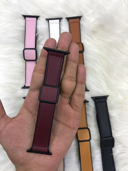 Leather Magnetic Lock Strap - 42mm To 49mm
