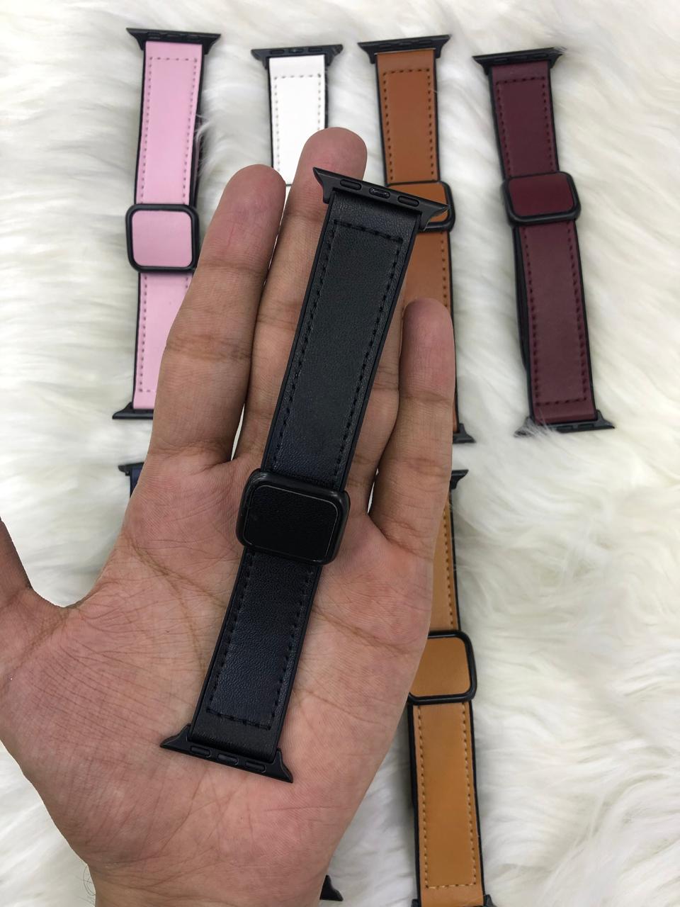 Leather Magnetic Lock Strap - 42mm To 49mm