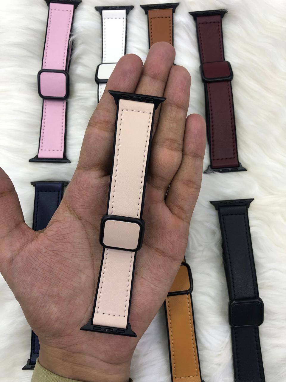 Leather Magnetic Lock Strap - 42mm To 49mm