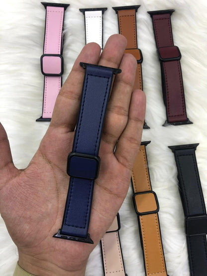 Leather Magnetic Lock Strap - 42mm To 49mm