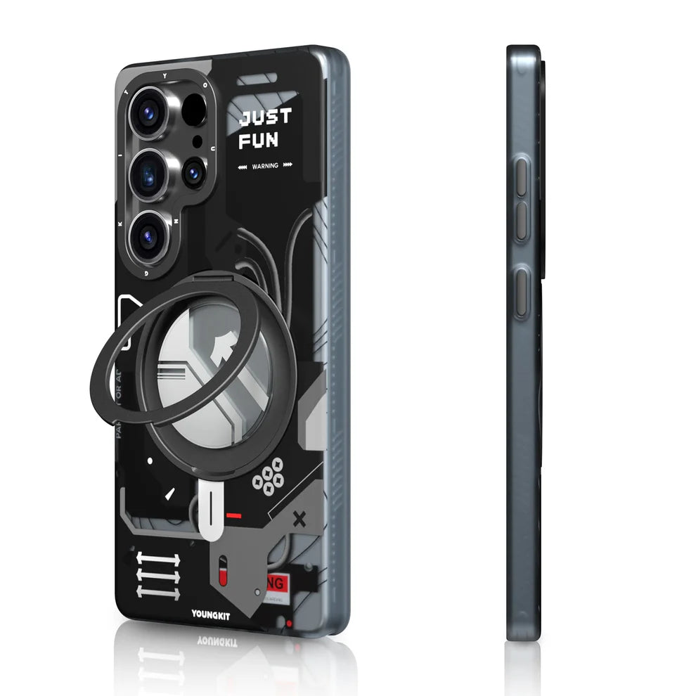 Youngkit Cyberpunk 360 Stand Case Black - S25 Ultra (MagSafe Supported)