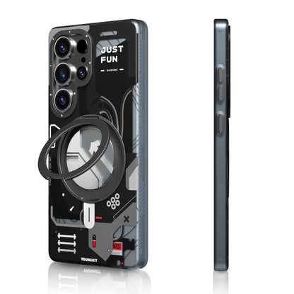 Youngkit Cyberpunk 360 Stand Case Black - S25 Ultra (MagSafe Supported)